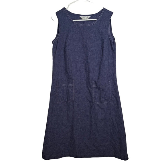 Vintage NPC Fashions Navy Blue Midi A Line Lightweight Sleeveless Dress Size *8 - Picture 1 of 5
